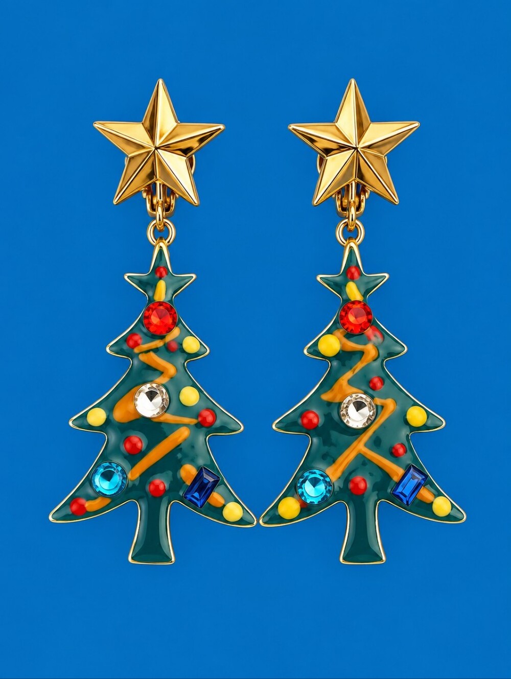 3/$30 Vintage Christmas Tree Star Holiday Clip-on Dangle Earrings